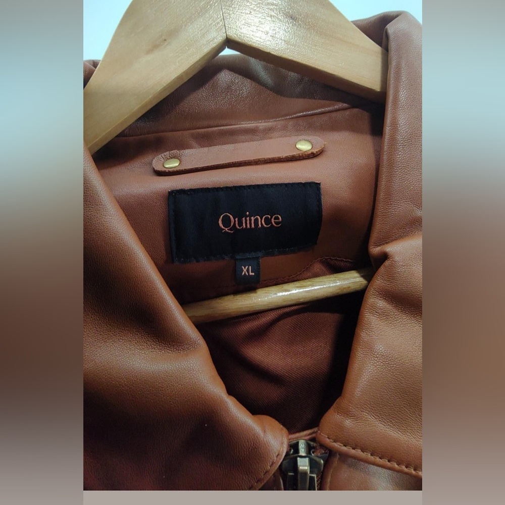 Quince Men 100% Leather Harrington Jacket Dark‎ Cognac Brown XL - Picture 11 of 11